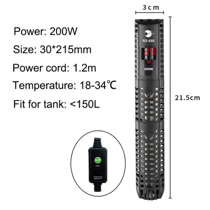 Aquarium Submersible Heater - Water Heating Rod with Temperature Control for Fish Tanks, 220-240V, 50-500W