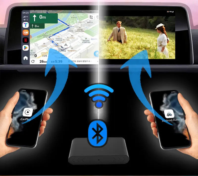 2-in-1 Wired to Wireless CarPlay & Android Auto Adapter – Fast Connect Smart Dongle for Toyota, Mazda, Benz, Audi