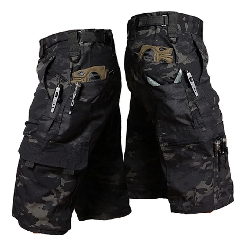 Men’s Camouflage Cargo Shorts - Quick Dry Outdoor Military Hiking Pants with Multiple Pockets