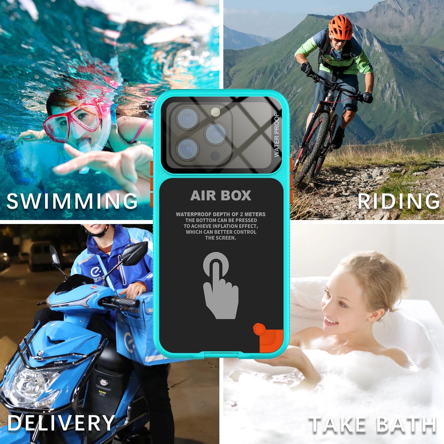 Shellbox Fashion Window Photography Underwater Phone Case – IP68 Waterproof, Touch Screen Compatible, for iPhone 12 Pro, 13, 14, 15 Max