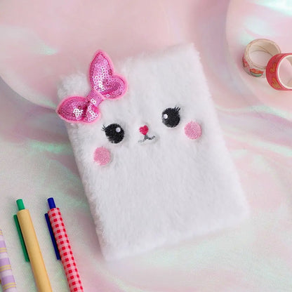 Cartoon Bear Plush Lock Notebook A5 Tie-Dye Diary Journal for Girls – Cute Stationery Gift