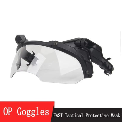 BOOIU Adjustable Tactical Helmet – FAST MICH Helmet with Detachable OP Goggles, Anti-Fog & Anti-Riot CS Protective Gear