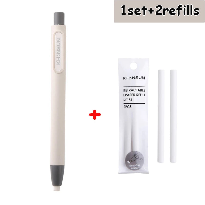 Retractable Pencil Eraser — Rubber Eraser for Writing Correction, School & Office Supplies