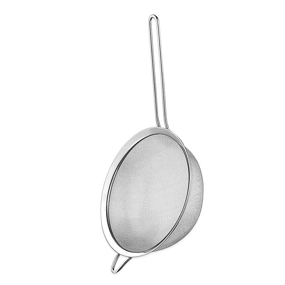 Stainless Steel Fine Mesh Flour Sifter with Handle – Baking Strainer & Sieve Accessory