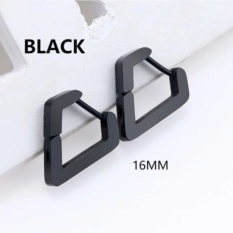 Stainless Steel Triangle Earrings - Unisex Punk Rock Geometric Push-Back Jewelry for Men & Women