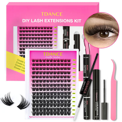 TDANCE 280PCS DIY Lash Extension Kit – Mix Clusters (30D/40D) with Bond, Seal & Remover for At-Home Application