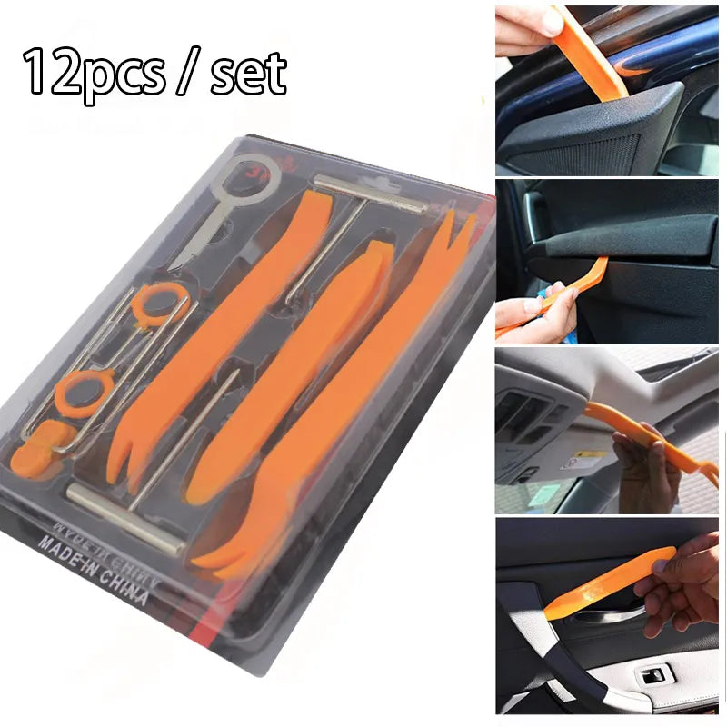 Multiple Car Hand Tool - Plastic Pry Bar Set for Car Audio and Interior Disassembly - Door Panel Removal, Interior Clip, and Rocker Crowbar Kit