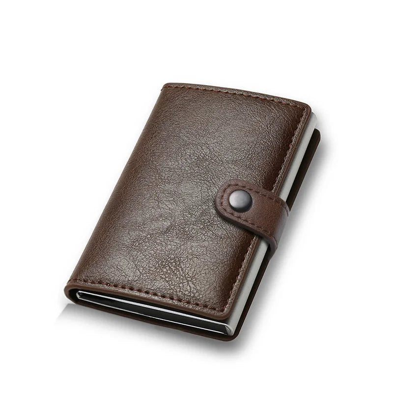 Carbon Fiber RFID Pop-Up Metal Wallet for Men – Slim Minimalist Credit Card Holder Black Purse