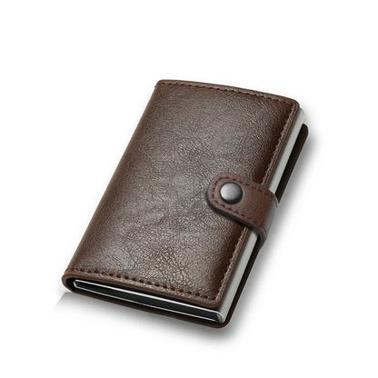 Carbon Fiber RFID Pop-Up Metal Wallet for Men – Slim Minimalist Credit Card Holder Black Purse