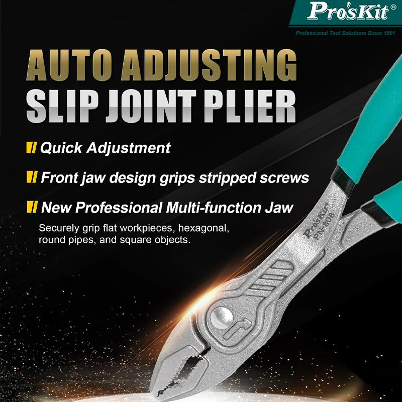 Pro’sKit PN-808 8-Inch Multifunctional Pliers - Adjustable Water Pump, Pipe & Groove Joint Pliers