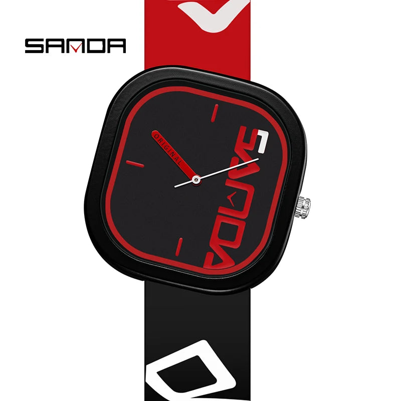 SANDA Men’s Quartz Sports Watch - Waterproof Silicone Strap with Simple Luxury Casual Design