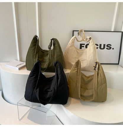 2025 Trendy Women's Soft Cloth Shoulder Bag – Solid Color, Y2K Casual Style, Crossbody Handbag for Students