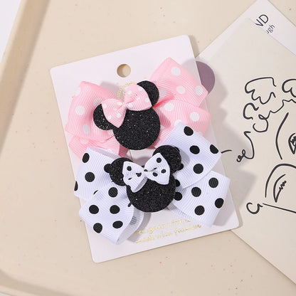 2pcs/Set Girls Polka Dot Bow Hair Clips – Cute Toddler Cartoon Hairpins, Baby Boutique Hair Accessories