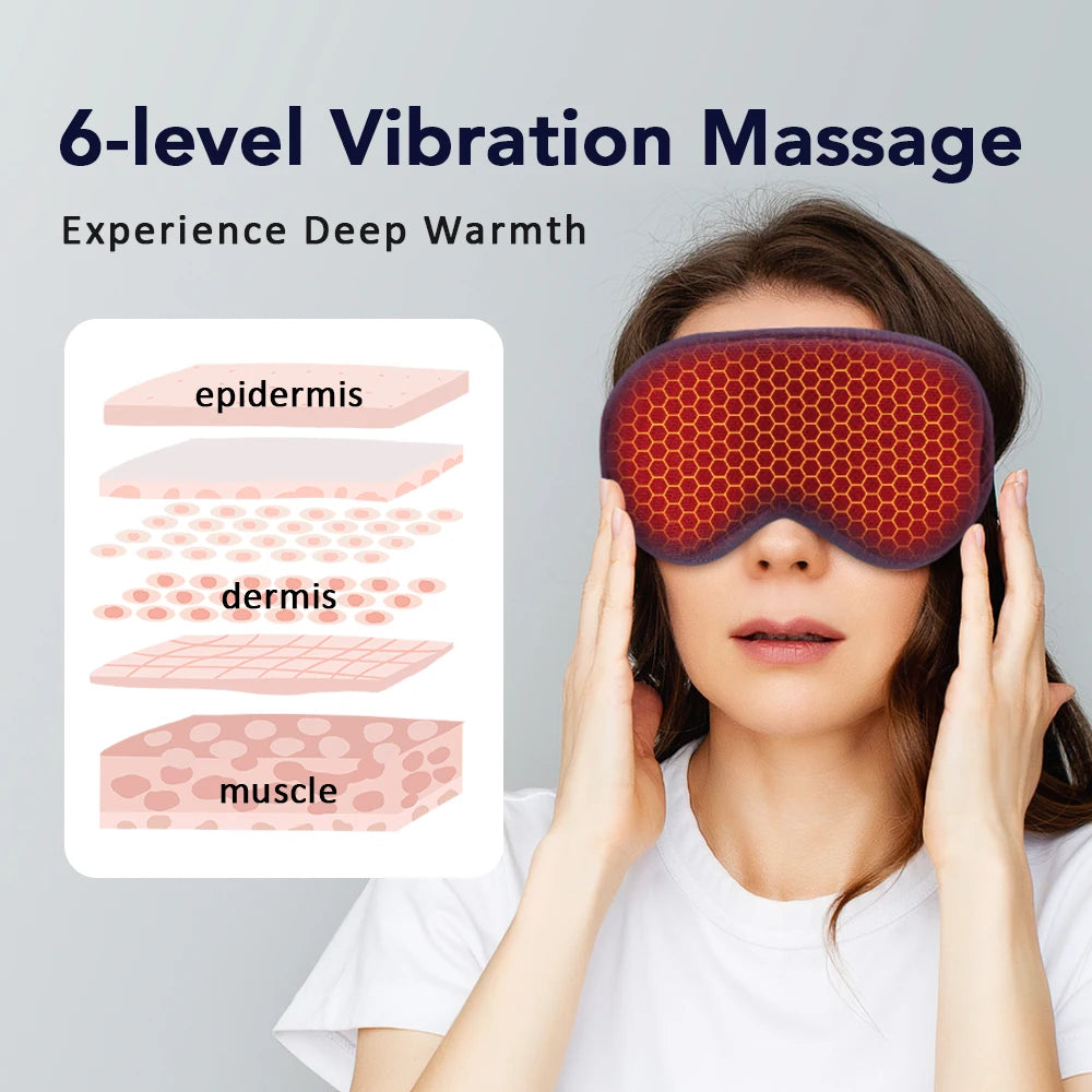 3-Level Electric Steam Eye Mask — Hot Compress, 3D Massage, Smart Temperature & Timing, Sleep Shading & Eye Relief