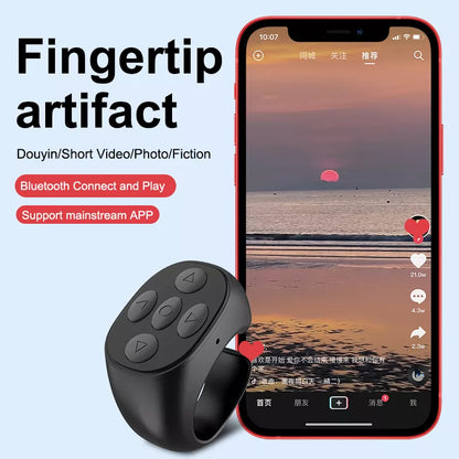 Wireless Bluetooth Selfie Remote Control Ring for Mobile Phones - Convenient Tiktok and Artifac Tool - Compatible with Xiaomi and Apple