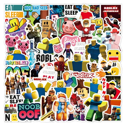 50/100pcs Roblox Cartoon Stickers – Waterproof Game Stickers for Water Cups, Luggage, Notebooks, Scooters, Student Gifts