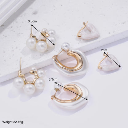 3-Piece Pearl Heart Hoop Earrings Set — Vintage Elegant Trendy Earrings for Women, Perfect Jewelry Gift