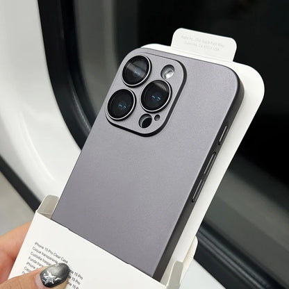 Ultra-Thin Matte iPhone Case - Slim Shockproof PC Cover with Glass Camera Protection for iPhone 11–16, Plus & Pro Max Models