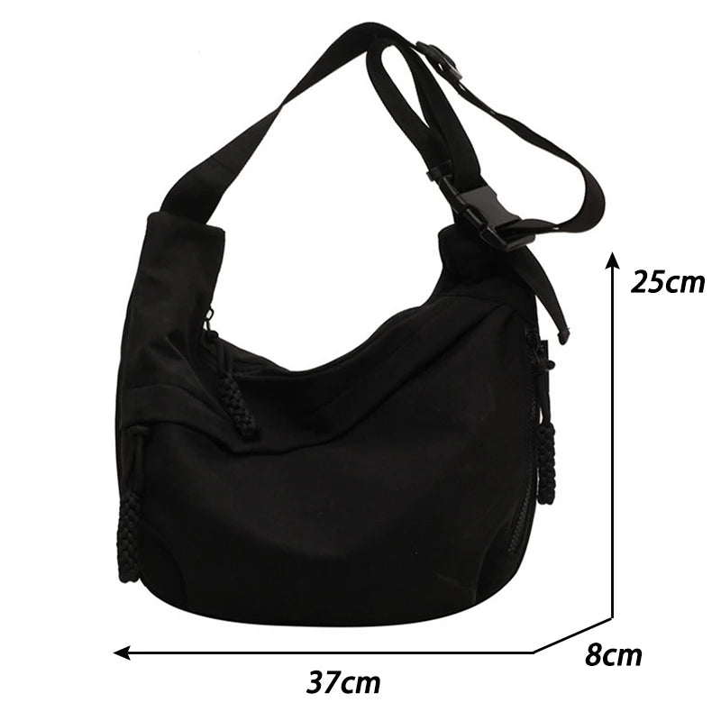 2024 Nylon Hobo Crossbody Bag - Solid Color, High Capacity, Casual Women's Zipper Shoulder Tote