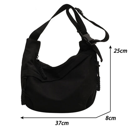 2024 Nylon Hobo Crossbody Bag - Solid Color, High Capacity, Casual Women's Zipper Shoulder Tote