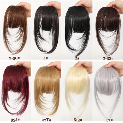 Synthetic Clip-In Bangs - Wispy Side Fringe Hairpiece in Dark Brown for Women