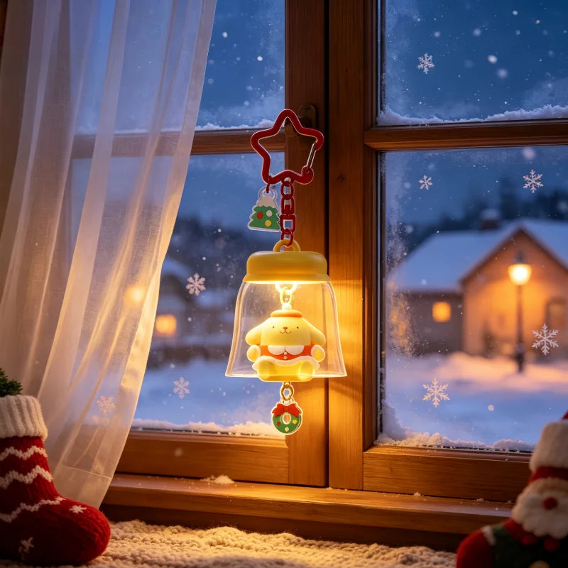 Sanrio HOLLY BOX Cartoon Light-Up Bell Ornament - Christmas Tree Decoration and Cute Bag Pendant