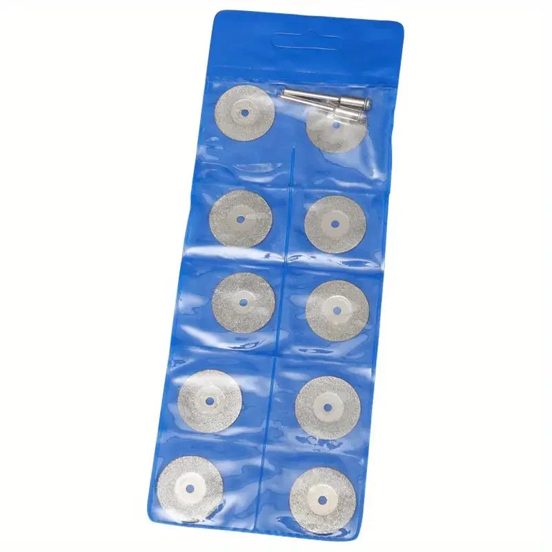 Diamond Cut Off Rotary Tool Discs: 10Pcs 16-30mm Mini Sharp with Hole for Dremel - DIY Accessories with 2Pcs Rod