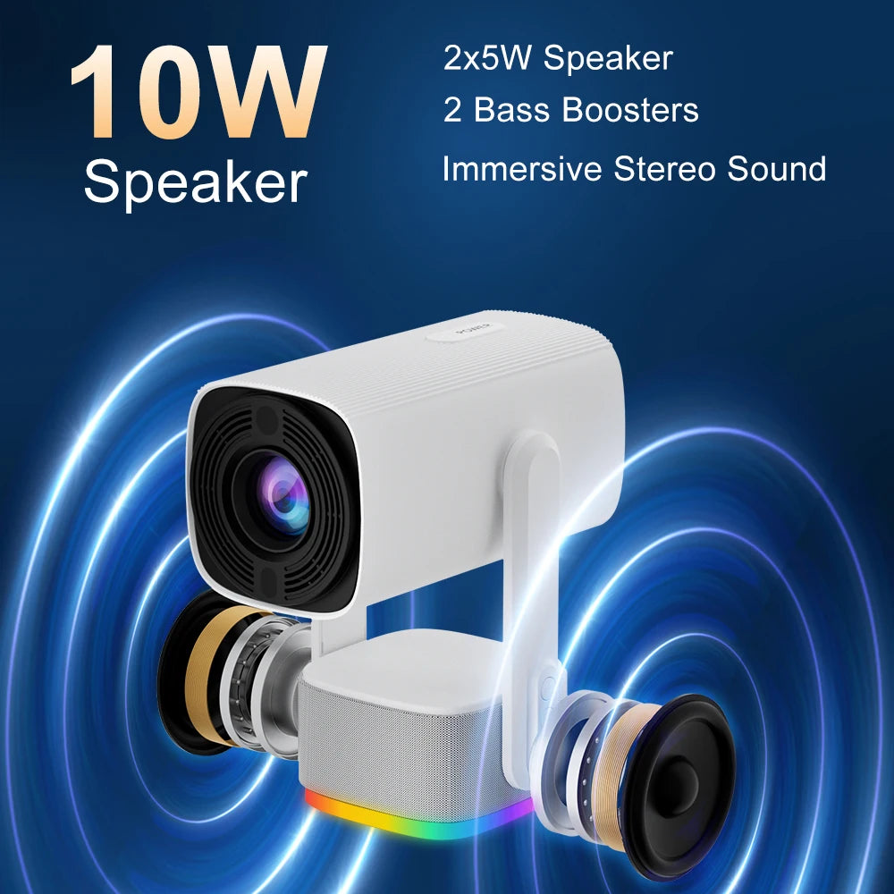 Salange K2 4K Smart Projector - Android 11, Built-in Battery, Bluetooth Speaker, WiFi, Auto Focus & Keystone, Outdoor Movie Ready
