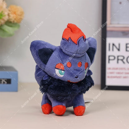 Hisuian Zorua Plush Doll – Cute Pokémon Stuffed Animal, Car Key Holder & Backpack Pendant, Xmas Gift for Students