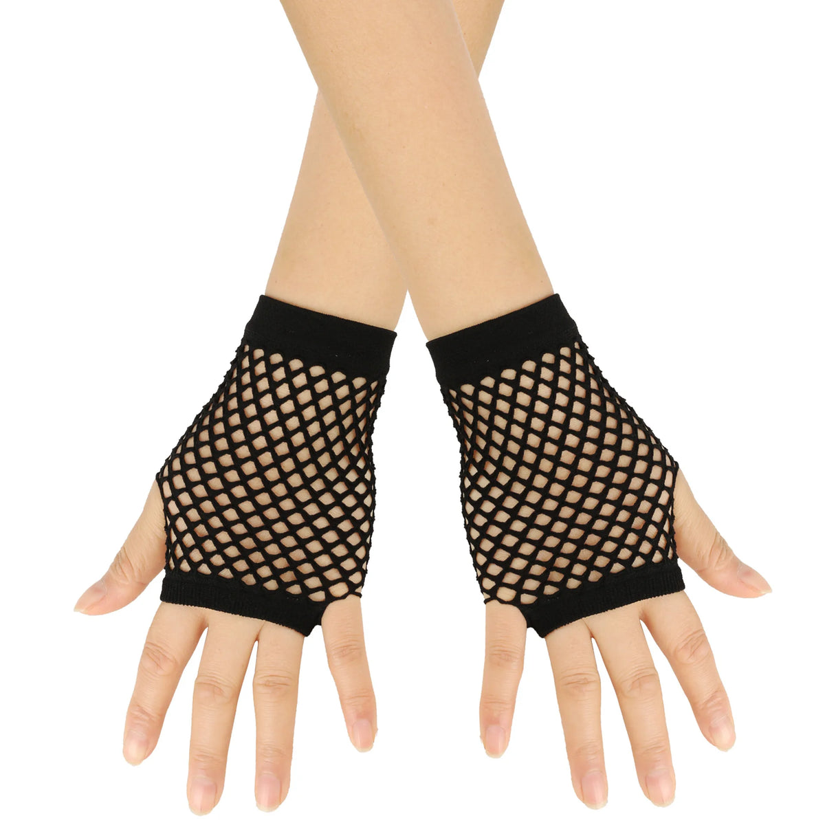 Fingerless Mesh Gloves - Solid Color Short Fishing Net Gloves for Parties & Dance