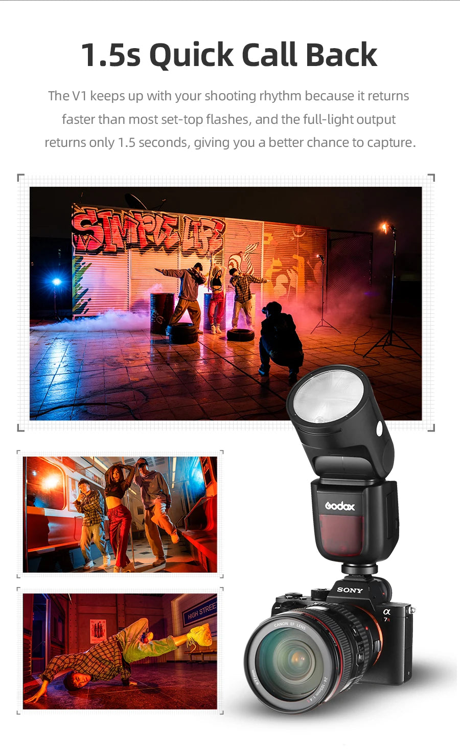【Do Brasil】 Godox V1 Speedlight Flash - TTL 2.4G HSS for DSLR & Mirrorless Cameras, Compatible with Canon, Sony, Nikon, Fujifilm