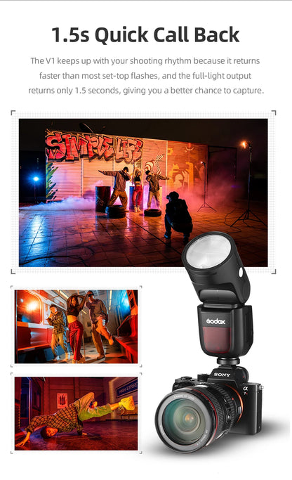 【Do Brasil】 Godox V1 Speedlight Flash - TTL 2.4G HSS for DSLR & Mirrorless Cameras, Compatible with Canon, Sony, Nikon, Fujifilm