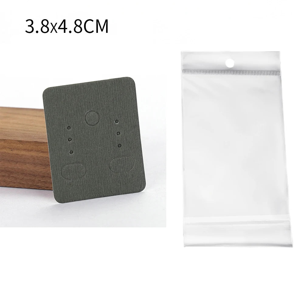 50 Sets Earring & Necklace Display Cards with Self-Seal Kraft Paper Bags – DIY Jewelry Packaging