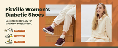 FitVille Extra Wide Women’s Diabetic Walking Shoes – Adjustable Orthopedic Shoes for Swollen Feet, Elderly & Foot Pain Relief