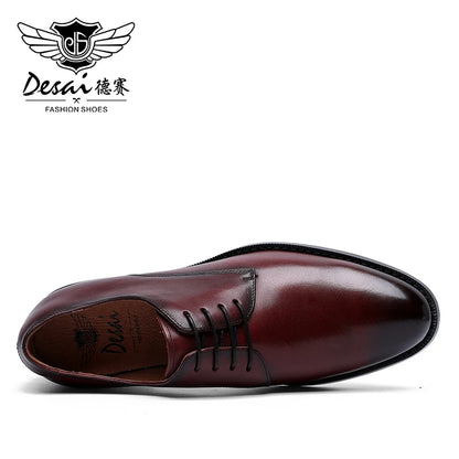 Men’s Genuine Leather Derby Shoes - Classic Business Dress and Casual Footwear for Office and Special Occasions
