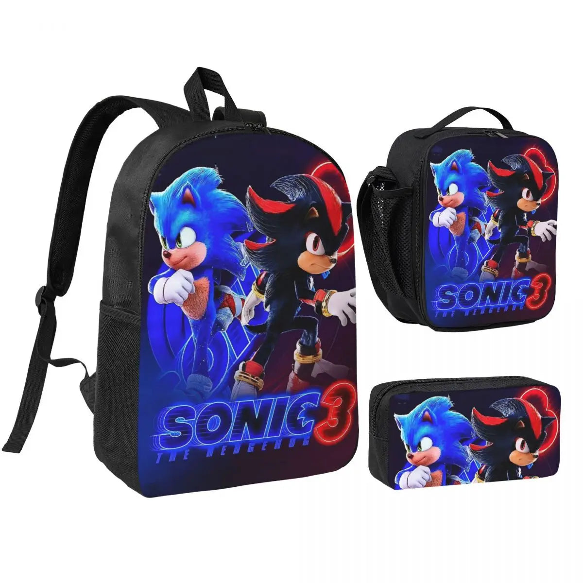 3-Piece Student Backpack Set - Cartoon School Bag with Lunch Bag and Pencil Case