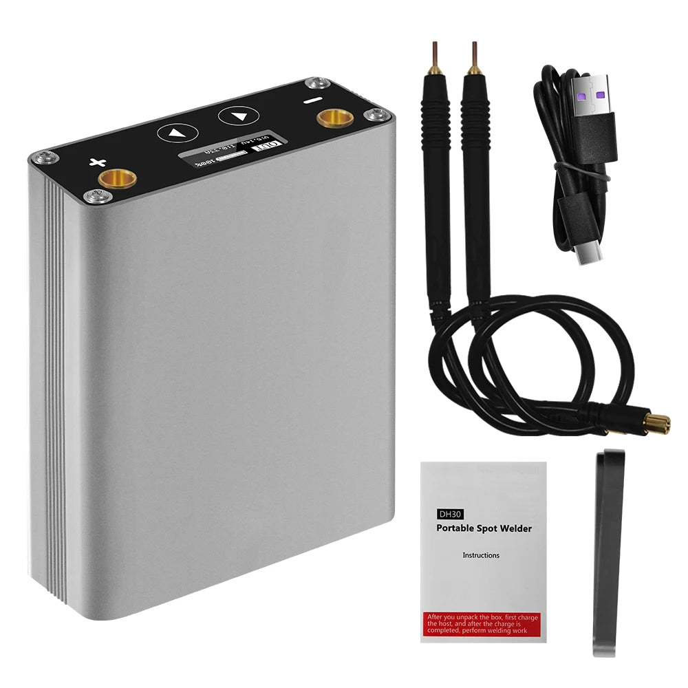 DH-30 Portable Spot Welder with OLED Screen – 30 Adjustable Gears, 5000mAh LiPo, Welds Up to 0.15mm Nickel Strip