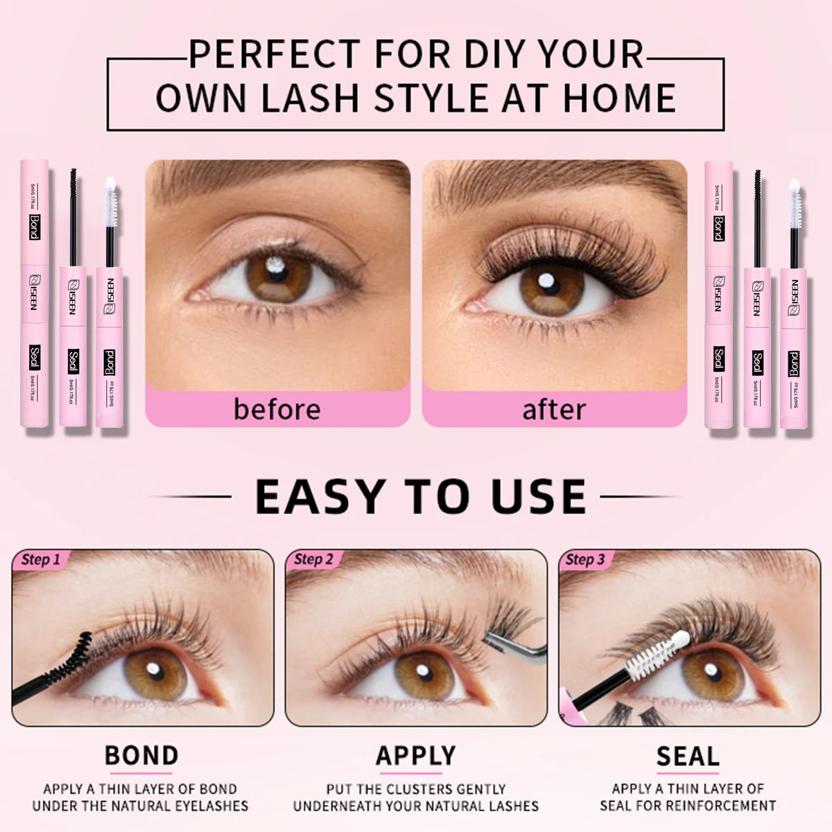 DIY Segmented False Eyelash Set – Large Capacity Cluster Eyelash Book with Glue, Remover, Tweezers & Brush, Festival Gift
