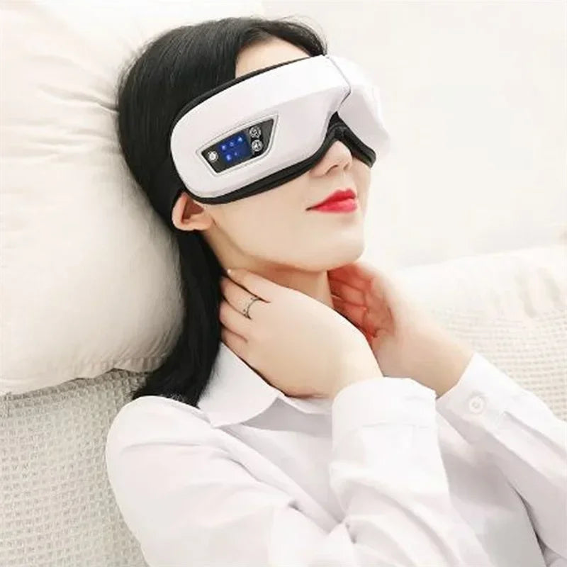 6D Rechargeable Eye Massager – Vibrating Hot Compress with Bluetooth Music for Relaxation, Sleep Improvement & Eye Care