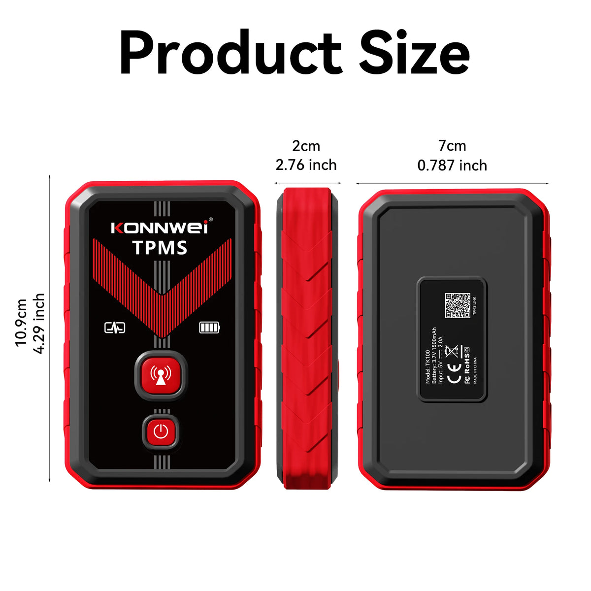 KONNWEI TK100 TPMS Programming Tool - 315/433MHz Tire Pressure Sensor Activator & Reset Tool with Lifetime Free Upgrades