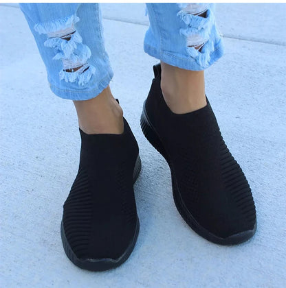 Women’s Fashion Sneakers — Casual Walking Flat Platform Sock-Style Chunky Slip-On Shoes