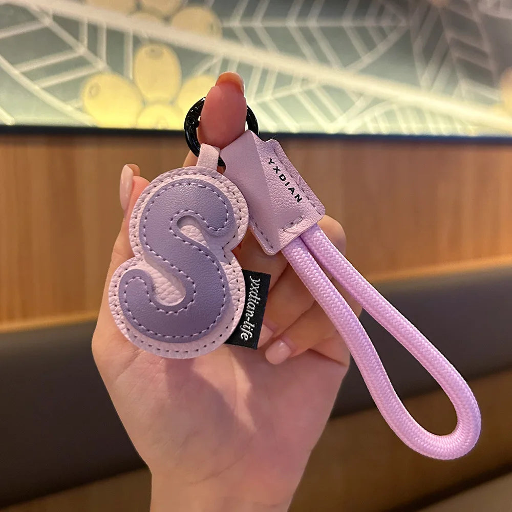 A-Z Leather Initial Keychain - Braided Wristband Pendant for Men & Women, Car, Bag & Phone Case Charm