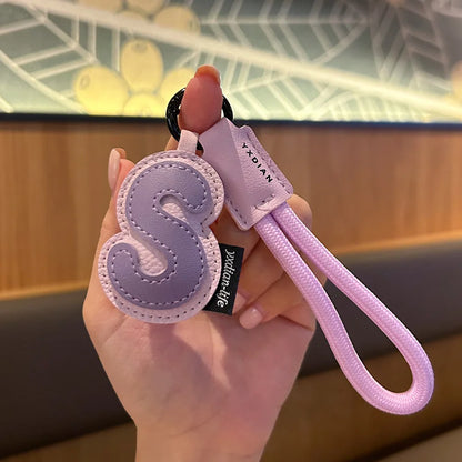 A-Z Leather Initial Keychain - Braided Wristband Pendant for Men & Women, Car, Bag & Phone Case Charm