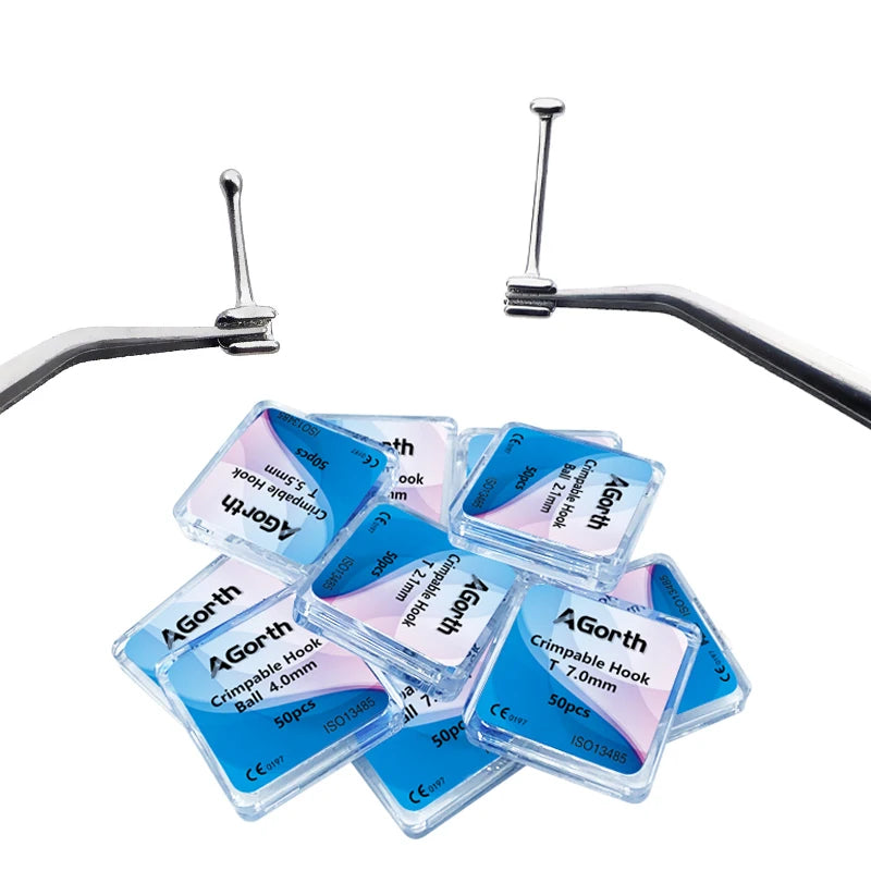 50Pcs Orthodontic Crimpable Hooks Set – Bondable Sliding Long & Short Dental Archwire Bracket Hooks Multi-Function Kit