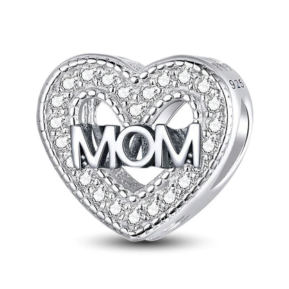 925 Sterling Silver Pink Heart Charm - Zircon Love Pendant Bead for DIY Bracelets, Bangles & Women’s Jewelry
