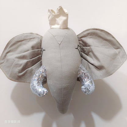 Handmade 3D Felt Animal Heads — Elephant & Swan Wall Hanging Decor for Nursery & Kids’ Bedroom