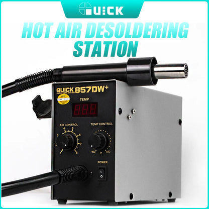 QUICK 857DW+ Dual Hot Air Desoldering Station – Intelligent SMD PCB & BGA Repair Tool for Welding and Desoldering