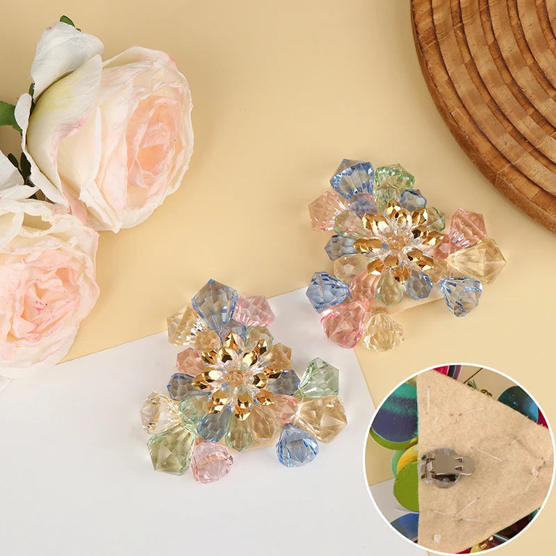 Fabric Sequin & Beaded Flower Shoe Clips – Removable High Heel Buckles, Wedding & Women’s Shoe Decoration
