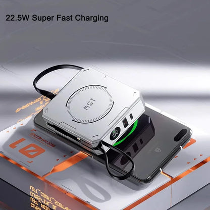 10000mAh Magnetic Wireless Power Bank - 22.5W Fast Charging, Portable Mini External Battery Charger with Cable for Xiaomi