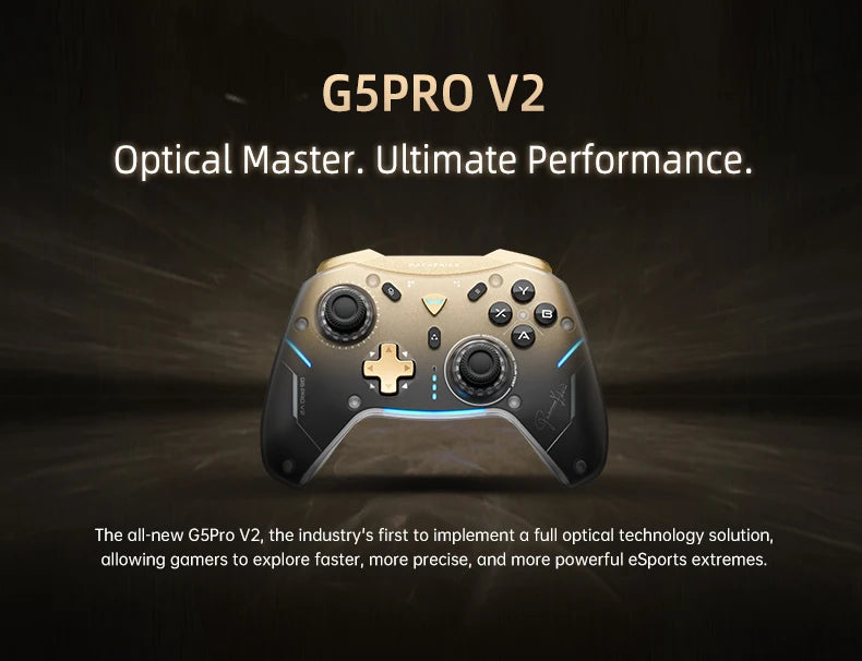 MACHENIKE G5Pro V2 Gaming Controller with Optical Triggers, ABXY Buttons, Hot-Swappable Joystick, 4K Resolution for Switch & PC